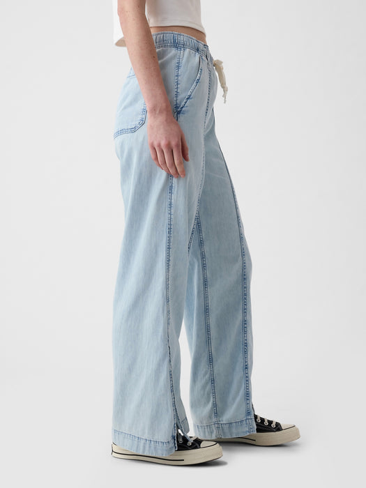 Denim Easy Wide-Leg Pants