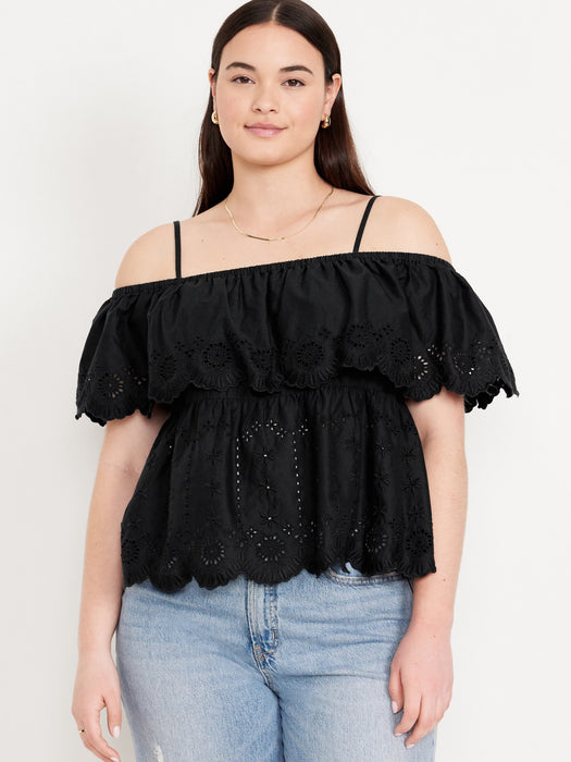 Off-Shoulder Cutwork Top