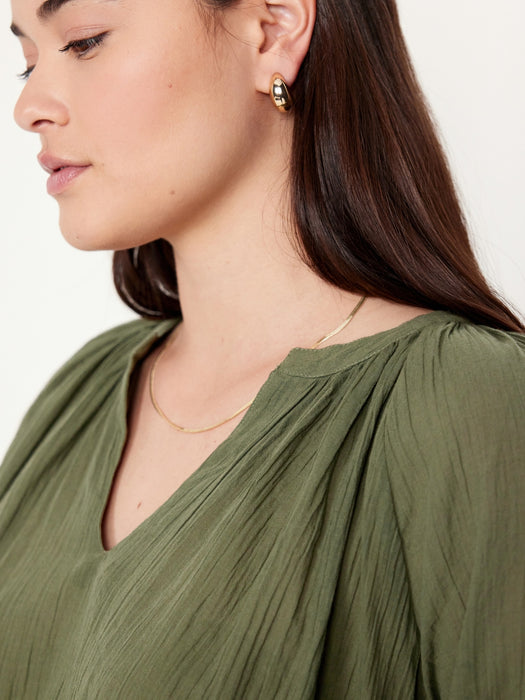 Split-Neck Crinkle Gauze Top