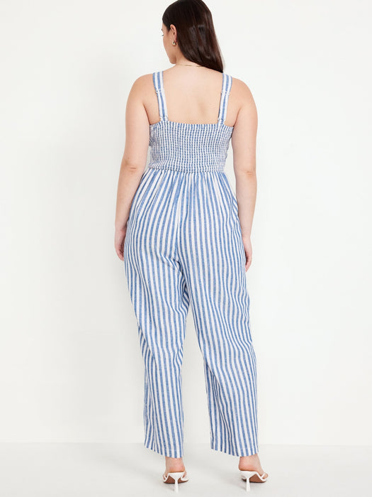 Fit & Flare Linen-Blend Jumpsuit