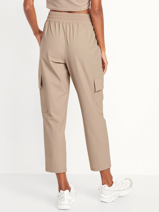 High-Waisted SleekTech Cargo Ankle Pants