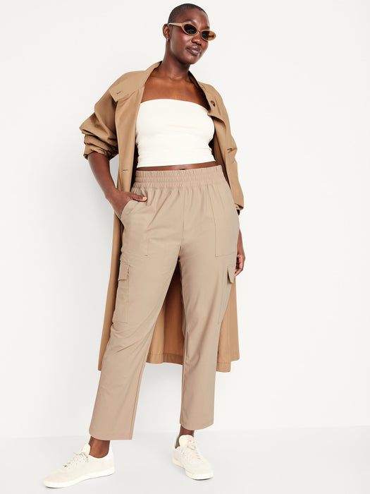 High-Waisted SleekTech Cargo Ankle Pants