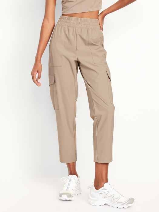 High-Waisted SleekTech Cargo Ankle Pants