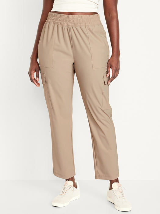 High-Waisted SleekTech Cargo Ankle Pants