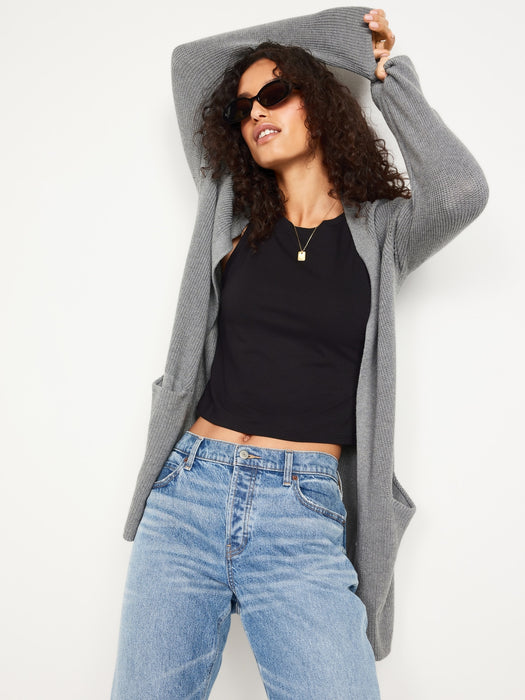 Open-Front Longline Cardigan Sweater