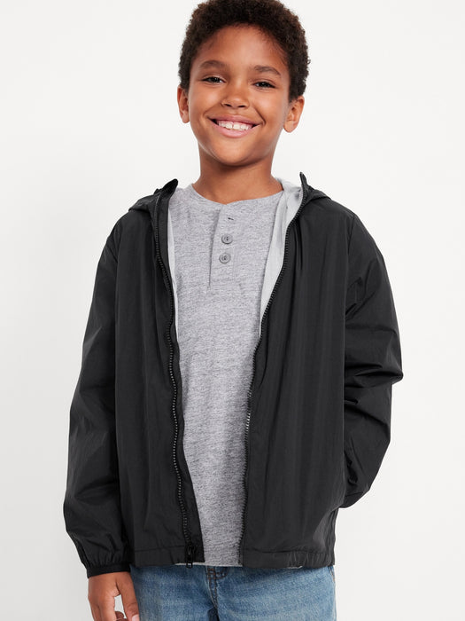 Hooded Zip-Front Water-Resistant Jacket for Boys