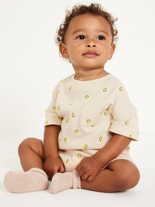 Printed Thermal-Knit Pocket T-Shirt and Shorts Set for Baby