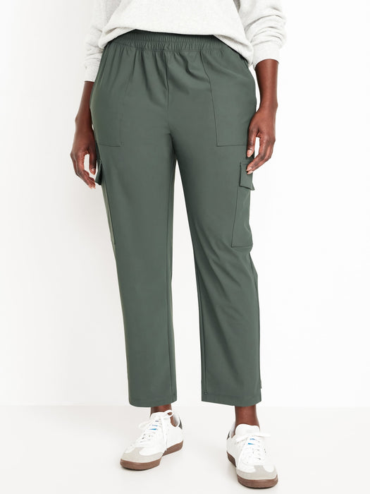High-Waisted SleekTech Cargo Ankle Pants