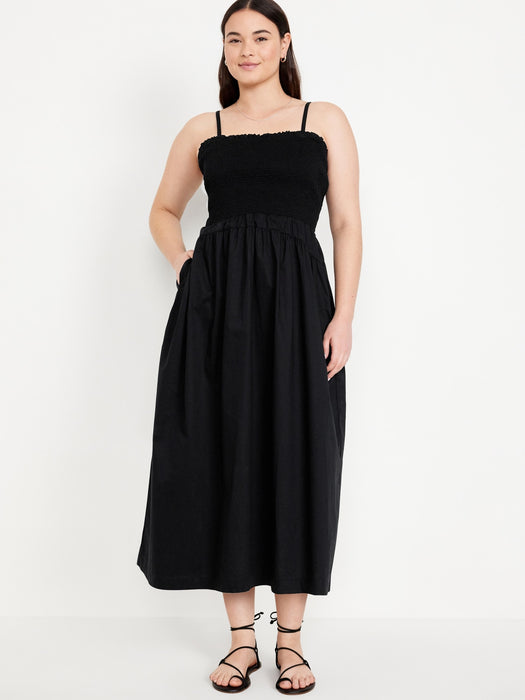 Fit & Flare Smocked Midi Dress