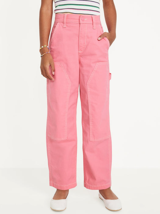 Loose High-Waisted Carpenter Pants for Girls