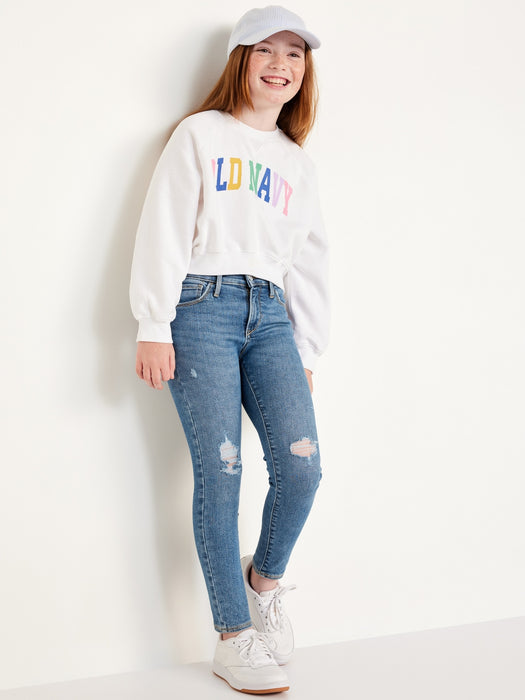 High-Waisted Rockstar 360° Stretch Ripped Jeggings for Girls