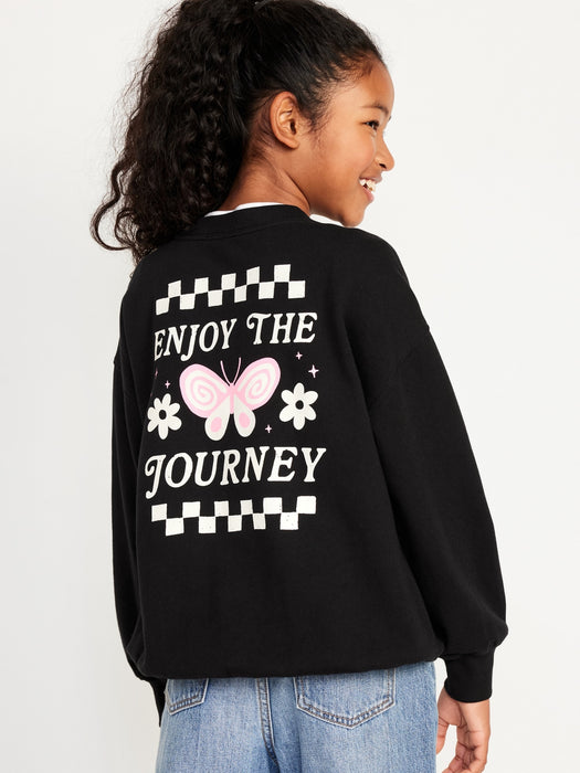 Oversized Crew-Neck Graphic Tunic Sweatshirt for Girls