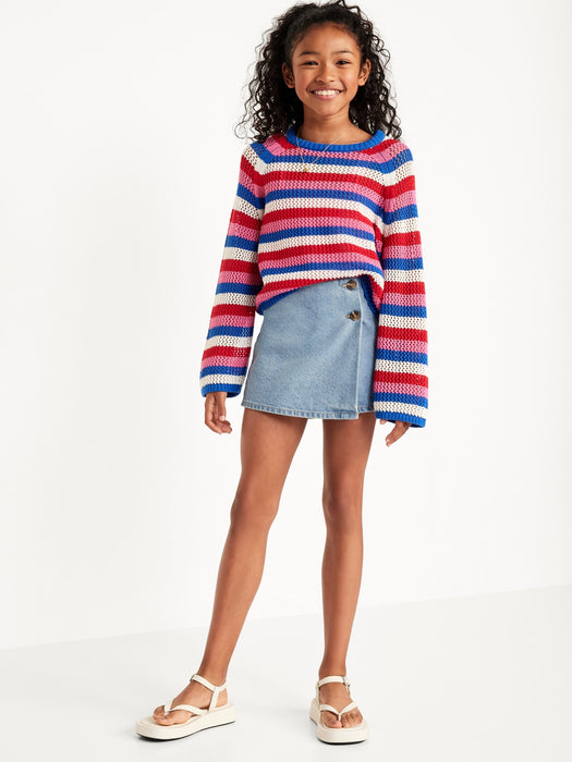 Wrap-Front Jean Skort for Girls