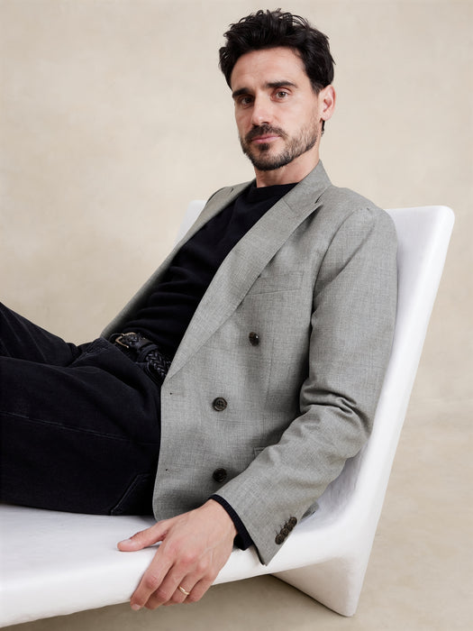 Signature Italian Rustico Double-Breasted Suit Jacket