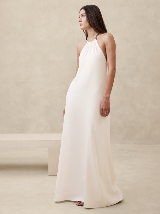 Crepe Halter Gown