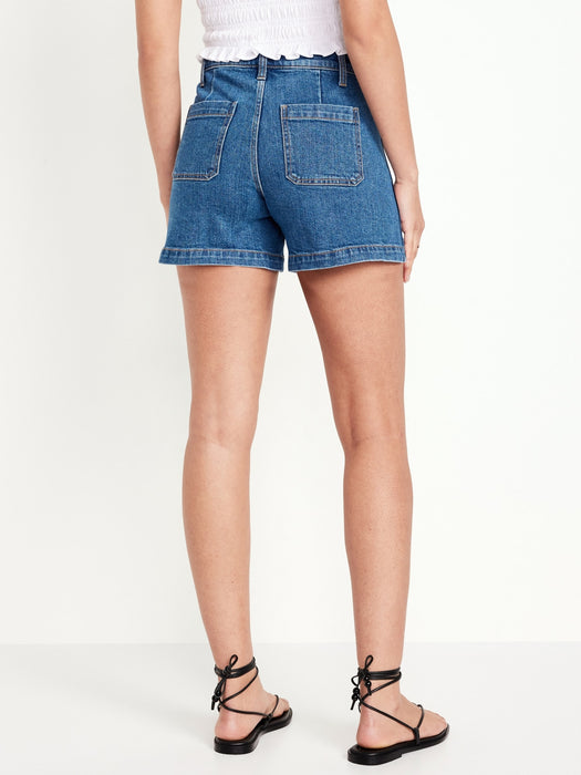 High-Waisted Jean Trouser Shorts -- 3-inch inseam