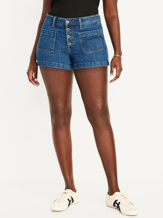 High-Waisted Jean Trouser Shorts -- 3-inch inseam