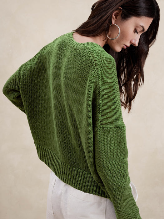 Linen-Cotton Boxy Sweater