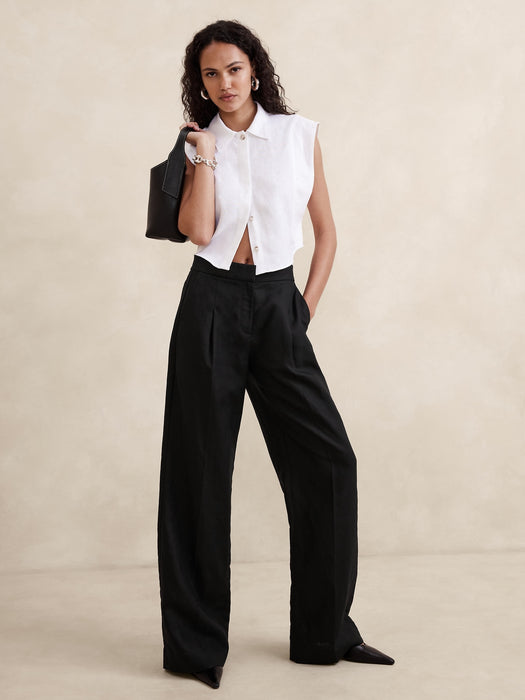 Linen Cropped Shirt