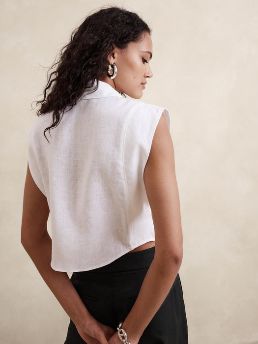 Linen Cropped Shirt