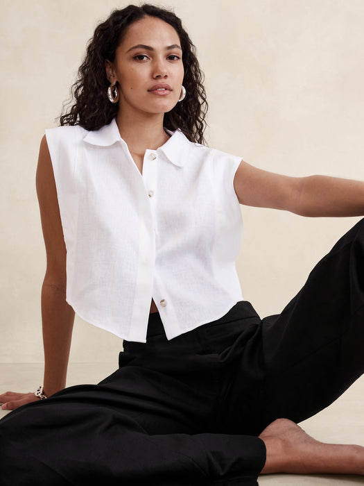 Linen Cropped Shirt