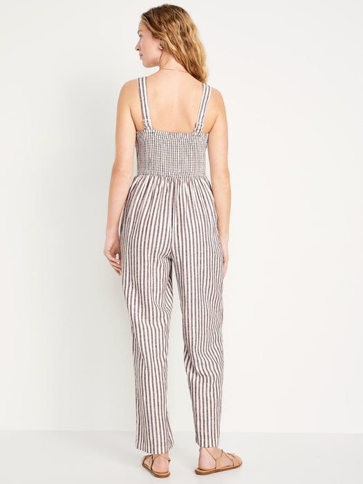 Fit & Flare Linen-Blend Jumpsuit