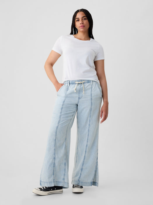 Denim Easy Wide-Leg Pants