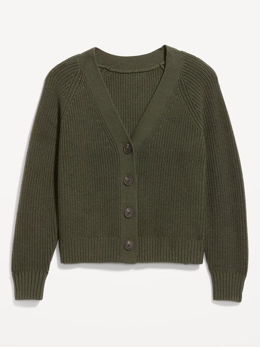 Shaker-Stitch Cardigan Sweater