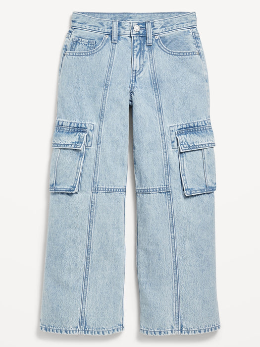 High-Waisted Super Baggy Wide-Leg Cargo Jeans for Girls