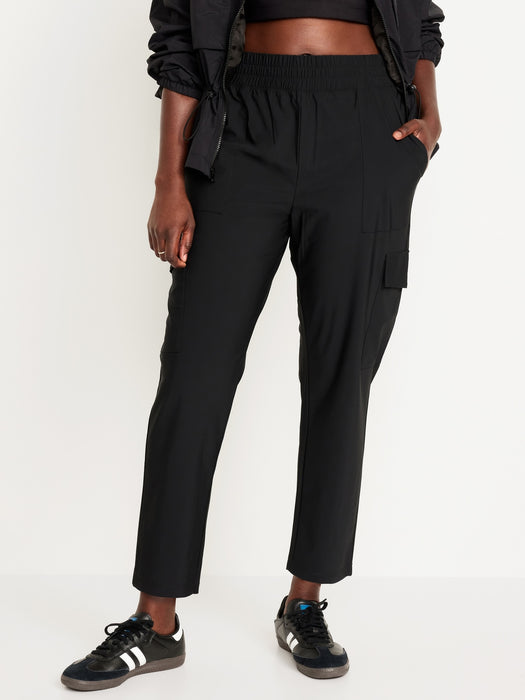 High-Waisted SleekTech Cargo Ankle Pants