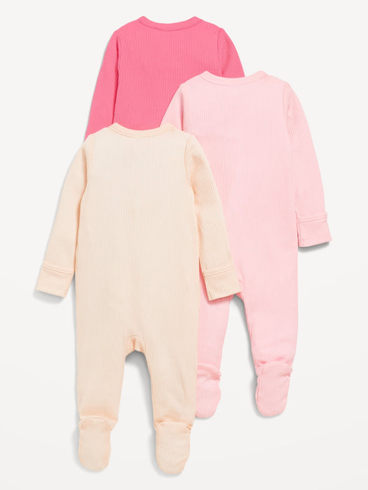 2-Way-Zip Sleep & Play Footed One-Piece 3-Pack for Baby
