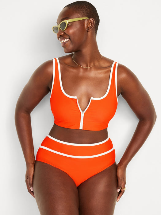 Zip-Front Bikini Swim Top