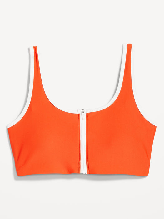 Zip-Front Bikini Swim Top