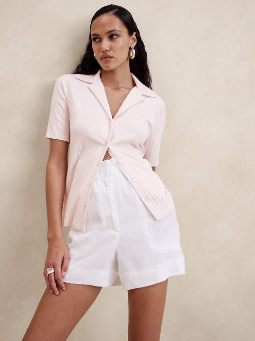 Sur Ribbed Short-Sleeve Resort Shirt