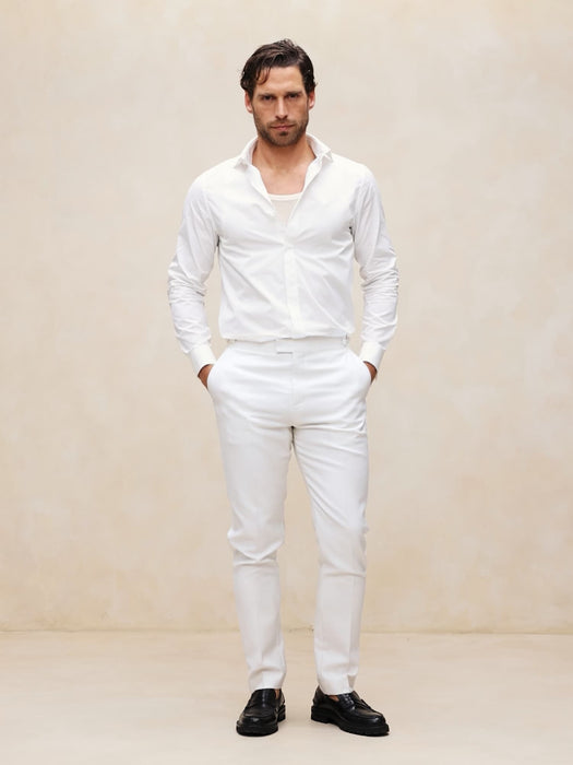 Slim-Fit Cotton Poplin Tuxedo Shirt with Cutaway Collar