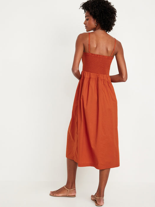 Fit & Flare Smocked Midi Dress