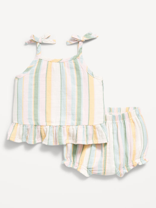 Little Navy Sleeveless Organic-Cotton Top and Shorts for Baby