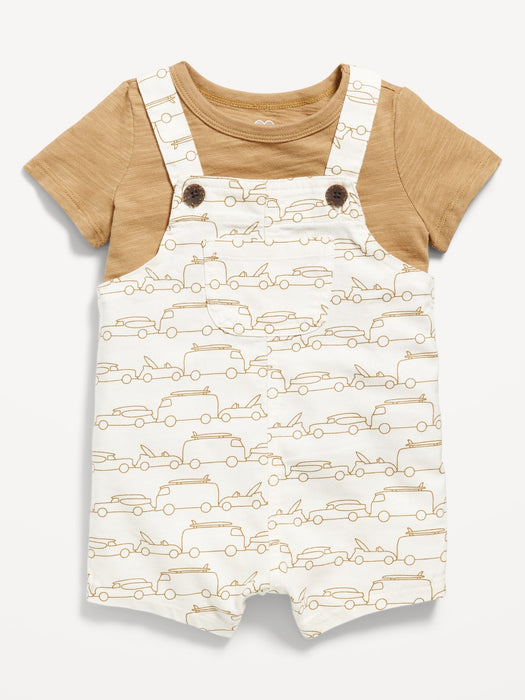 Little Navy Organic-Cotton T-Shirt and Overalls Set for Baby