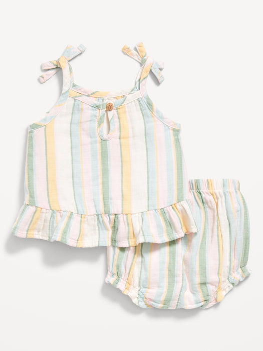 Little Navy Sleeveless Organic-Cotton Top and Shorts for Baby