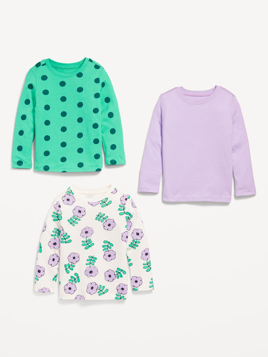 Long-Sleeve Graphic T-Shirt 3-Pack for Toddler Girls
