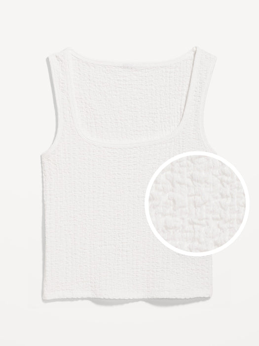 Square-Neck Textured Tank Top
