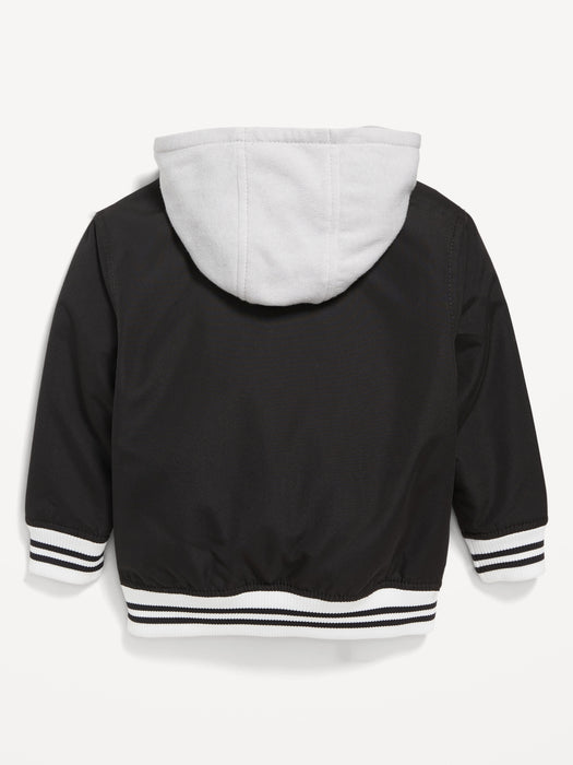 Hooded Zip-Front Bomber Jacket for Toddler Boys