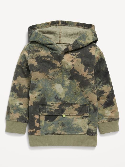 Oversized Cargo-Pocket Pullover Hoodie for Toddler Boys