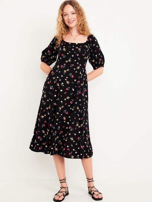 Fit & Flare Crepe Midi Dress