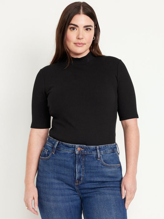 Ribbed Mock-Neck Top
