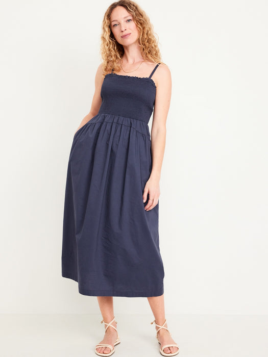 Fit & Flare Smocked Midi Dress