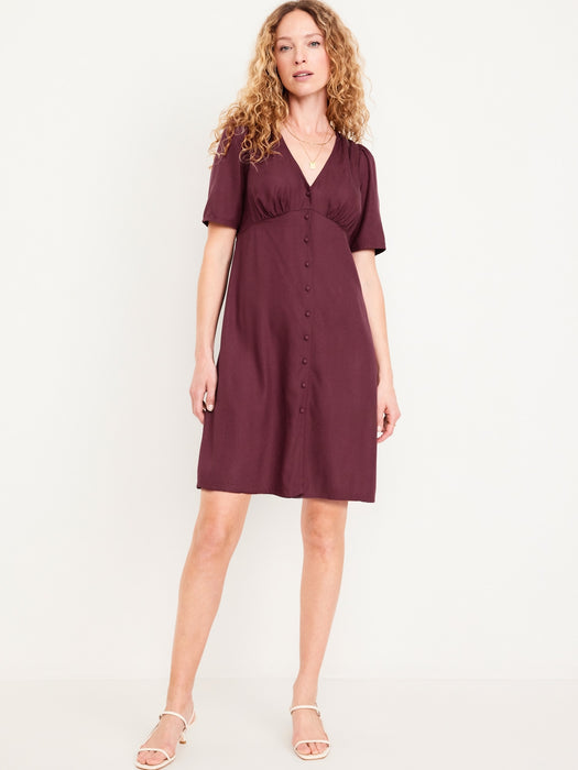 Button-Down Crepe Mini Dress