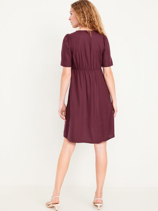 Button-Down Crepe Mini Dress