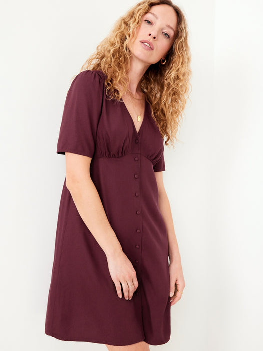 Button-Down Crepe Mini Dress