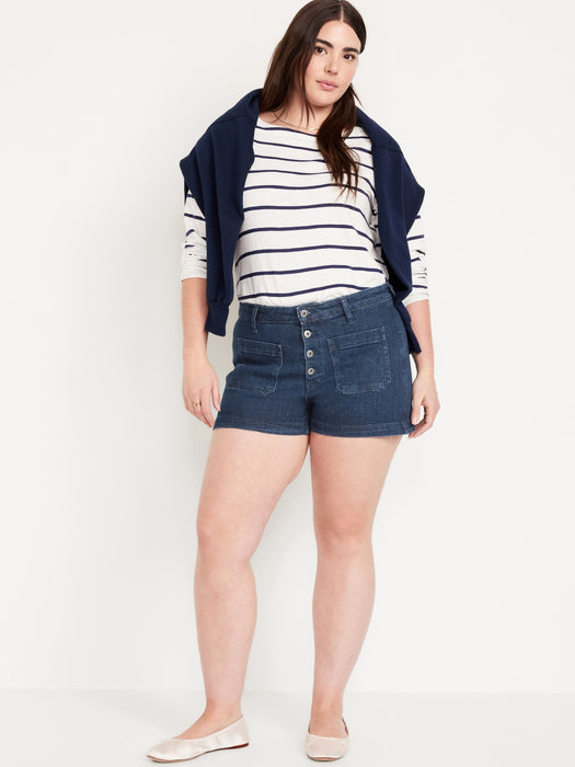 High-Waisted Jean Trouser Shorts -- 3-inch inseam